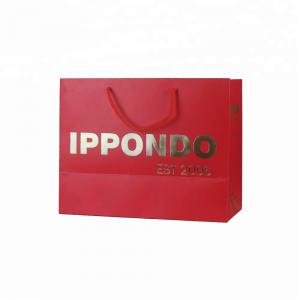 Red Printed Promotional Paper Bags with Fine Foil Embossing Logo