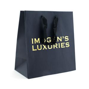 Luxury Black Cardboard Bags with High Quality Gold Logo