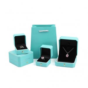 Hexagon Shape Aqua Blue Jewellery Boxes