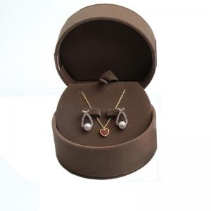 Dark Brown Suede Velvet Wrapping Round Pendant Boxes