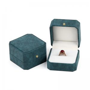 Green Soft Suede Velvet Octagonal Jewellery Rings Pendant Boxes