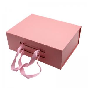 Foldable Cardboard Gift Boxes with Ribbon Handle