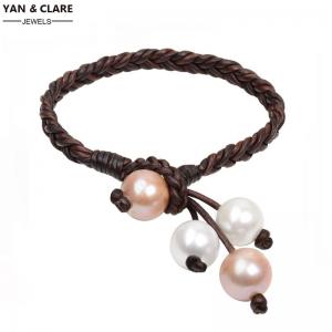 4pcs 9-10mm Pink White Pearl Tassel Bracelet