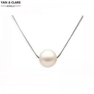 925Sterling Silver 7-8mm Perfect Round White Single Pearl Necklace