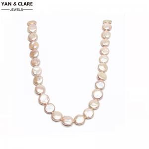 Pink Purple White Coin Shape Freshater Pearl Necklace