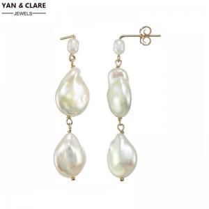 Beautiful 3pcs Rice Baroque Pearl Drop Stud Earrings