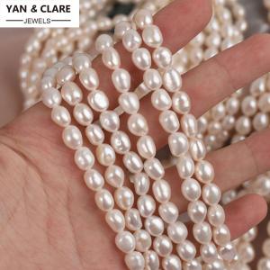 7-8mm Natural Cultured White Freshwater Baroque Pearl Strand