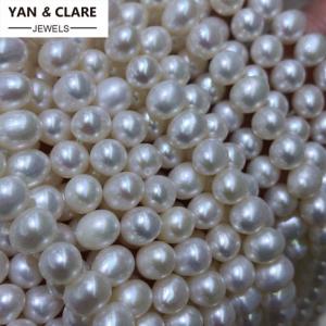 6-6.5mm Rice Shape White Pink Purple Freshwater Cultured Pearl Strand for Necklace Bracelet