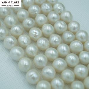 9x11mm White Round Edison Baroque Pearl Strand