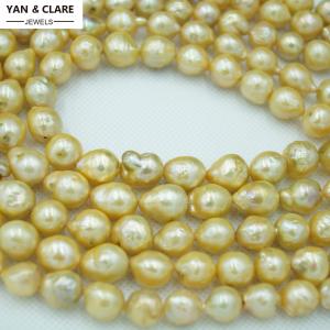 Dyed Yellow Color 10x11mm Edison Freshwater Pearl Strand