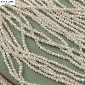 2.8-3mm Mini Size Potato Shape White Natural Freshwater Pearl Strand