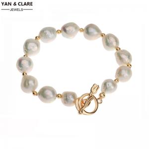 High Quality 11-12mm Edison White Baroque Pearl Bracelet