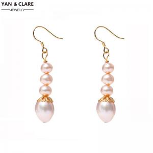 4pcs Pearls Drop Earrings in 6-7mm Near Round shape/8-9mm drop shape Freshwater Pearls