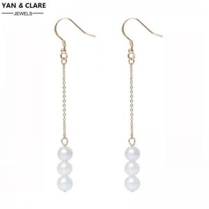 3pcs 6-7mm Near Round White Freshwater Pearl Earrings in Sterling Silver Fishwire Ear Hook