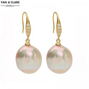 14-17mm Baroque Pearl in Sterling Silver Dangle Pearl Earrings