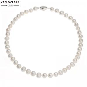 8-9mm White Potato Round Pearl Necklace in 40cm