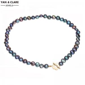 7-8mm Dyed Peacock Baroque Freshwater Pearl Necklace