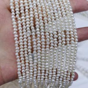 3-4mm near round nice luster white freshwater pearl strand in 39cm