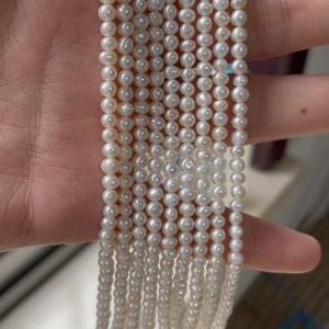 3-4mm near round shape white freshwater pearl strand in 39cm for earrings pendant bracelet necklace making