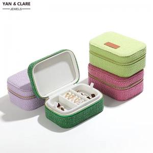 Woven Fabric Jewellery Storage Boxes in Pink Green Blue Colors