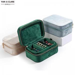 Popular Travel Jewellery Case in Green Blue Ivory Velvet 