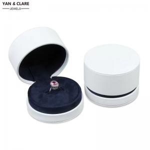 Premium Round White PU Ring Pendant Box for Diamond Jewelry