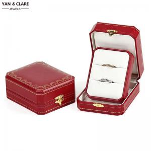 High End Octagonal Shape PU Box with Gold Metal Lock for Sing or Double Rings Packing