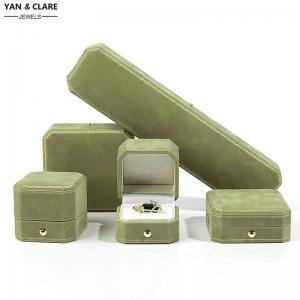 Special Green Octagonal Jewelry Boxes Set for Rings, Pendant , Earrings Packing with one Gold Press Button for Opening