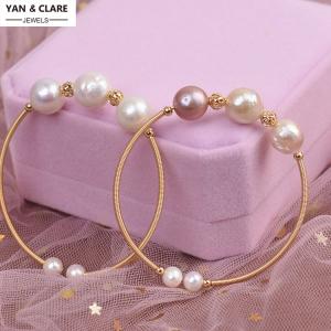 3pcs Big Baroque Pearl Adjustable Pearl Bangle