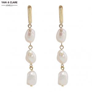 3pcs Baroque Pearl Drop Earrings 925Sterling Silver