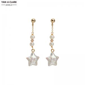 Star Shape Pearl Drop Earrings