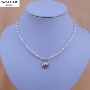 3.5-4.5mm Rice Shape and around 12mm Coin Shape Baroque pearl Necklace  