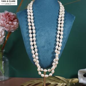 120cm length 8-9mm White Rice Freshwater Pearl Necklace