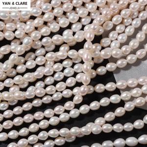 7-8mm Rice Shape White Freshwater Pearl Strand in 36cm