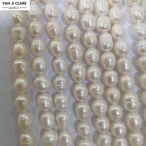 7-8mm White Rice Freshwater Pearl Strand in 38cm Strand