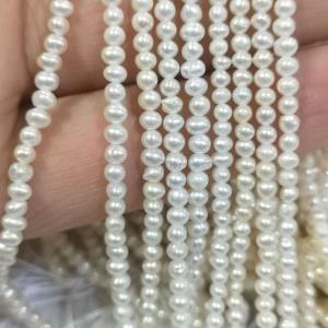 2-3mm White Freshwater Potato Shape Pearls Strand in 38cm