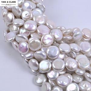 White Freshwater Baroque Coin Shape Pearl in 12mm Diameter in 39-40cm Strand