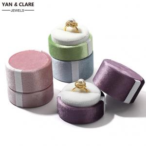 Different Macaron Color Velvet Classic Round Jewelry Ring Box