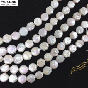 12mm Hexagon Shape Baroque Freshwater Pearl Strand in 36cm