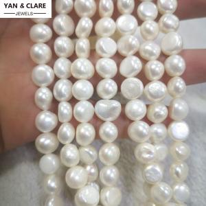 9mm Baroque Shape White Freshwater Pearl Strand in 37cm