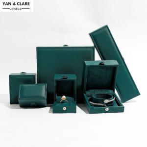 New Arrival Dark Green PU Leather with Soft Velvet inner Lining 7 Standard Sizes Jewelry Boxes