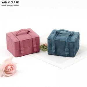 Soft Suede Velvet Jewelry Case with Handle for Promotion