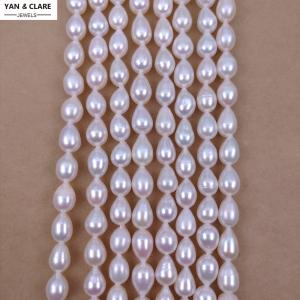 8mm White Drop Freshwater Pearl Strand in 36cm