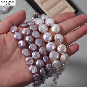 18mm White Purple Coin Baroque Pearl Strand in 39cm