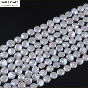 11-12mm White Freshwater Coin Baroque Pearl Strand in 39cm