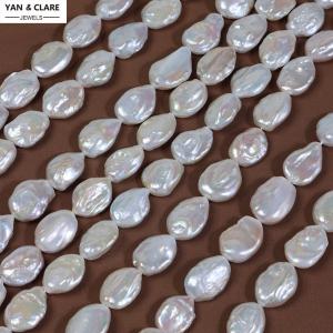 15mm Oval Coin Baroque Shape Freshwater Pearl Strand in 39cm