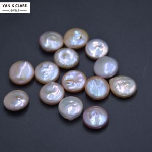 13-14mm Pink Purple Coin Baroque Freshwater Loose Pearls