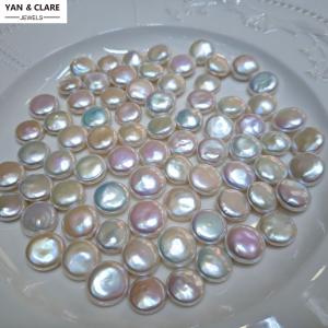 13-14mm High Quality Coin Baroque Pearls with Different Lights Reflects