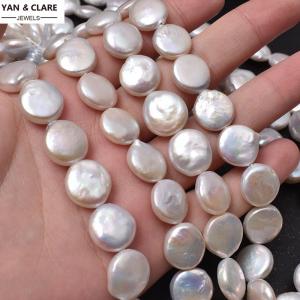 12-13mm White Coin Shape Freshwater Pearl Strand in 39cm