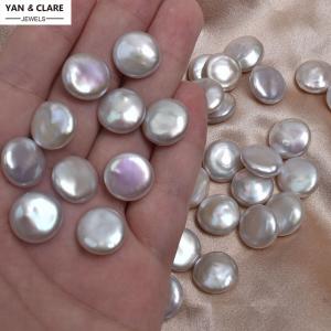 13-14mm White Coin Shape Freshwater Loose Pearls